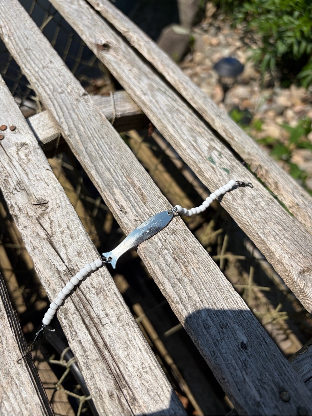 Handmade bracelet made from a fishing lure spoon